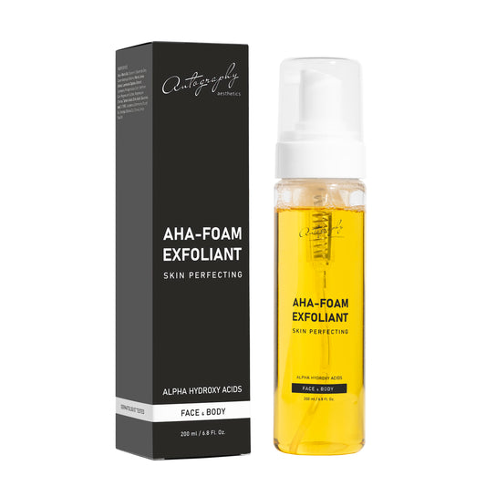 Autography AHA-Foam Exfoliant Face & Body – Пінка для очищення шкіри обличчя та тіла з AHA-кислотами, 200 мл